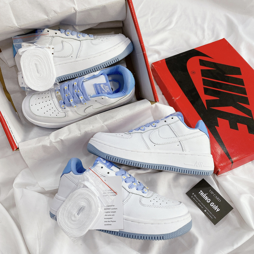 Giày Thể Thao Nữ Ngô Thắng For Hoa Trắng Pha Xanh