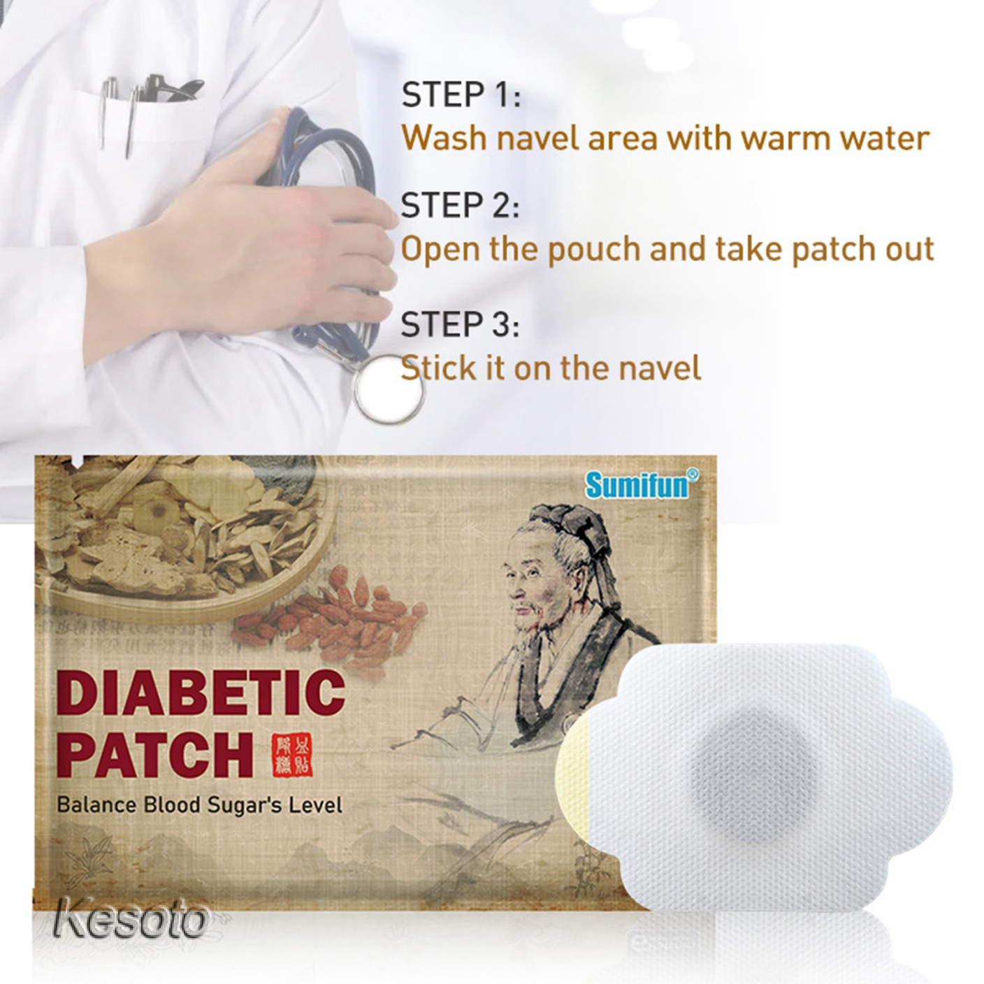 [KESOTO]Diabetes Plasters Natural Herbs Diabetes Pads Diabetes Sticker 12 Pcs/2Bag