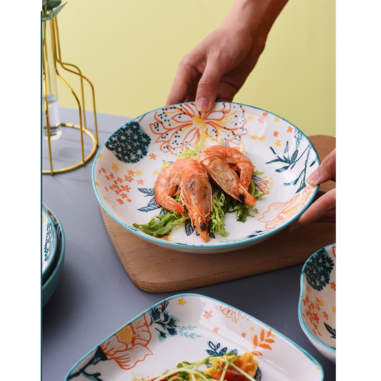 Bộ bát, đĩa cao cấp sứ làm vườn tươi mới