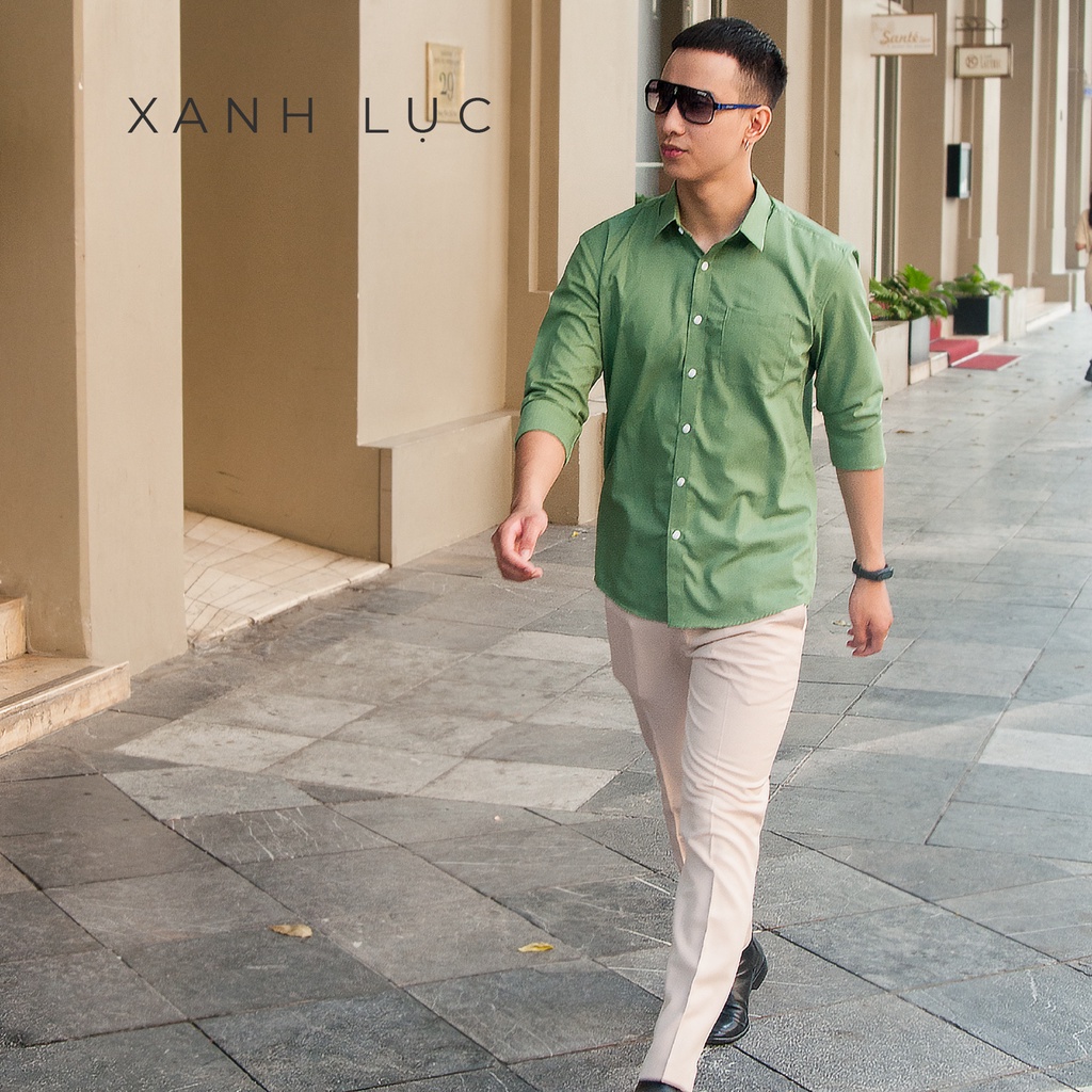 Áo sơ mi nam dài tay HTSM MAGNOR vải Kate oxford 40% cotton cao cấp, cổ bẻ, dáng medium fit công sở có túi ngực