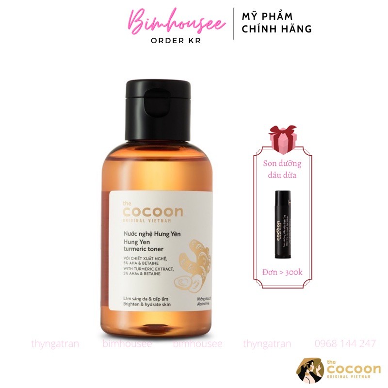 TONER Nước nghệ Hưng Yên Cocoon AHA 5% dưỡng da trắng mịn 140ml