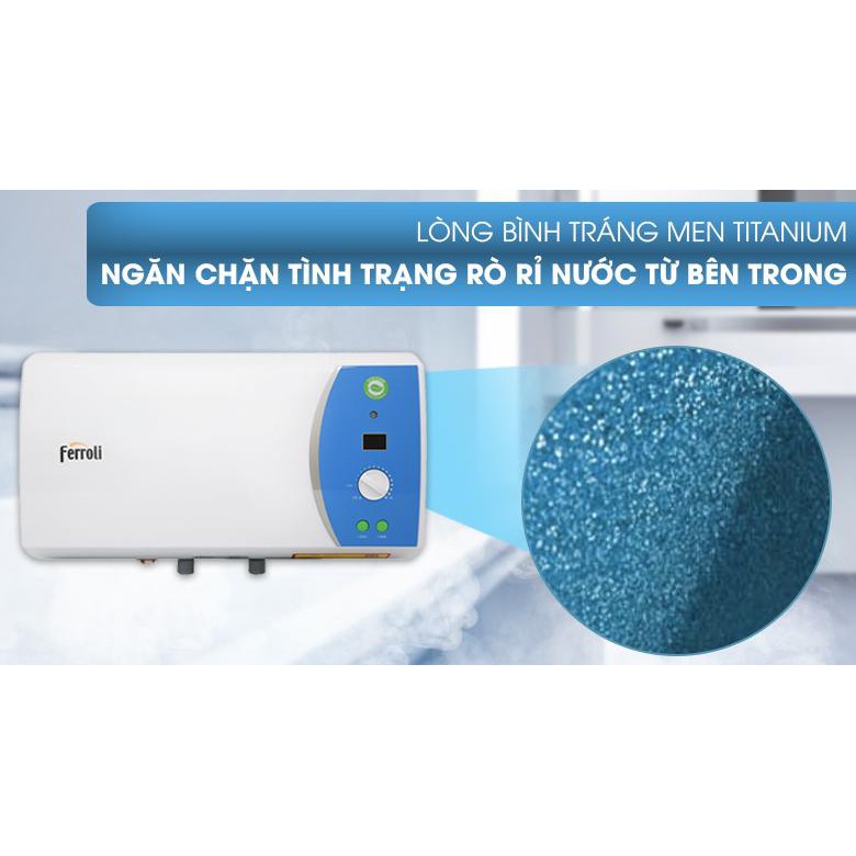 Bình nóng lạnh Ferroli VERDI - AE, thanh đốt siêu bền, hiển thị nhiệt độ - Bảo hành 8 năm