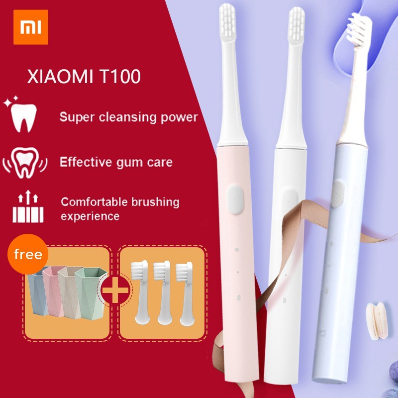 Xiaomi Mijia T100 Sonic Bàn chải đánh răng điện dành cho người lớn Bàn chải đánh răng tự động siêu âm USB MỚI có thể sạc lại IPX7 Không thấm nước