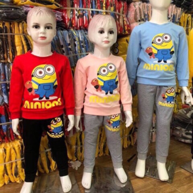 Bộ đồ dài thu đông in hình nhân vật Minion sieu xinh cho bé