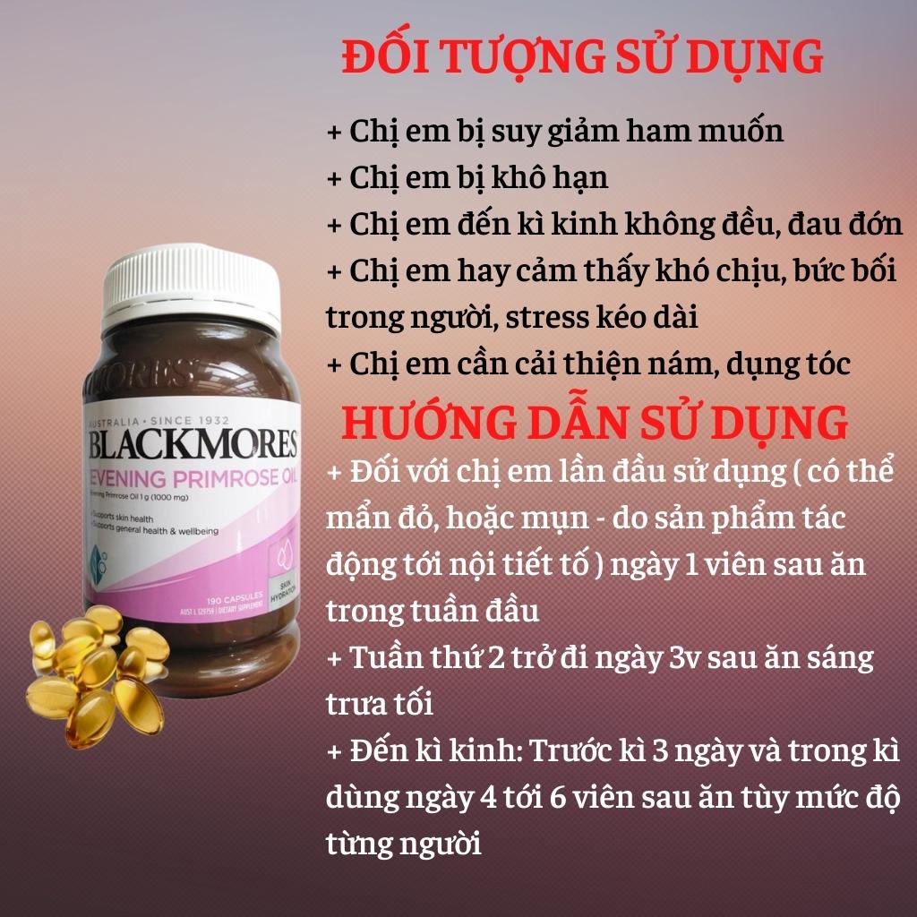 Tinh dầu hoa anh thảo Evening Primrose Oil Blackmores tăng cường sinh lí nữ, cân bằng nội tiết tố, làm đẹp hôp 190  viên