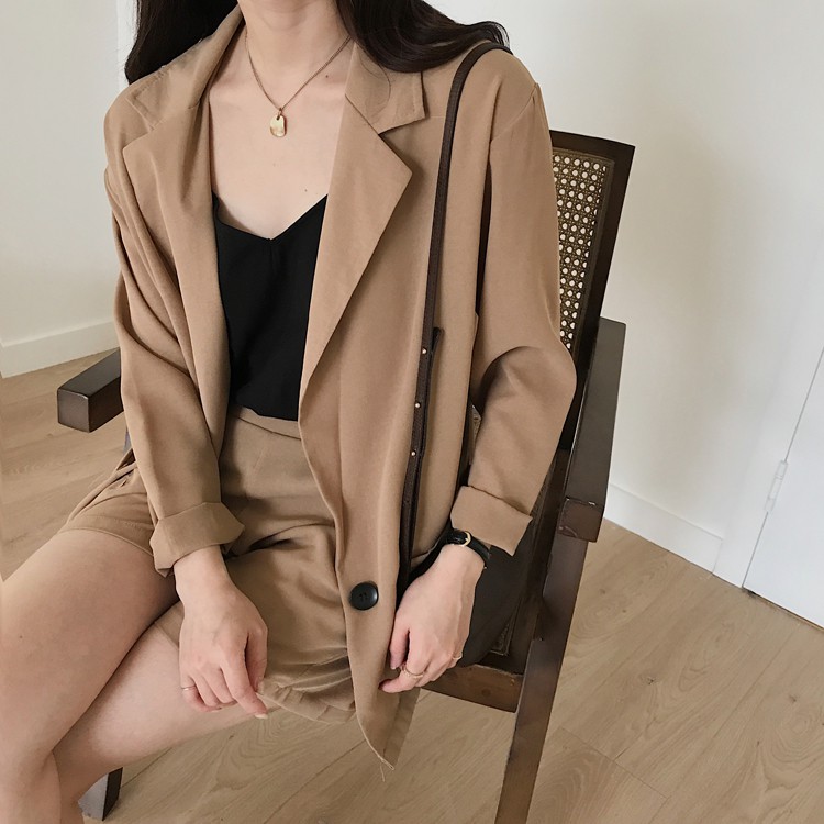 Set áo khoác vest + quần short cạp cao ulzzang 9156