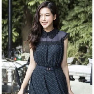 Đầm Elise chấm bi đai eo Size M newtag