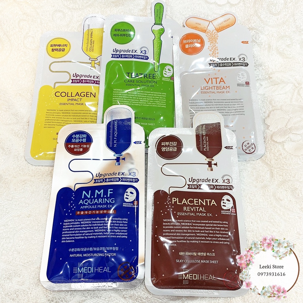 Mặt nạ giấy Mediheal dưỡng trắng sáng da Hàn Quốc mask giảm mụn cấp ẩm nâng cơ chống lão hóa mờ nếp nhăn