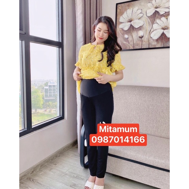 Quần bà bầu chất tăm lạnh dáng baggy mùa hè siêu mát thiết kế cao cấp