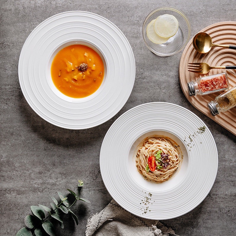 Đĩa sứ ăn mỳ Ý, súp kiểu Tây, đĩa decor