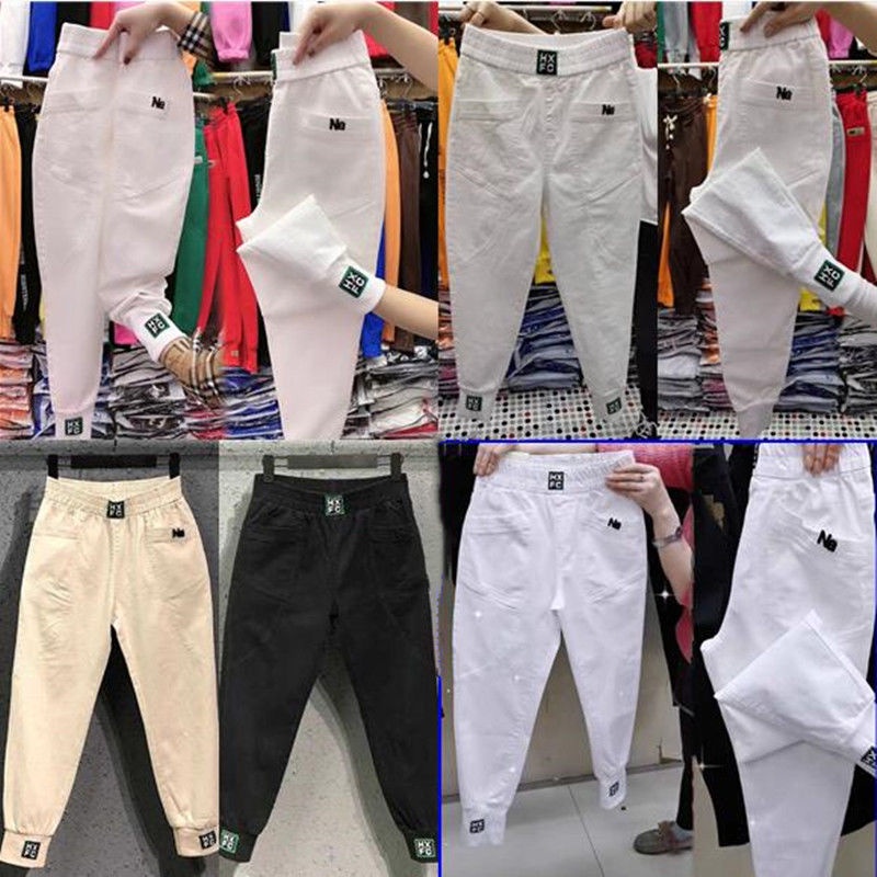 Quần dài dáng rộng cạp cao thời trang mùa xuân và mùa hè nhiều màu tùy chọn cho nữ