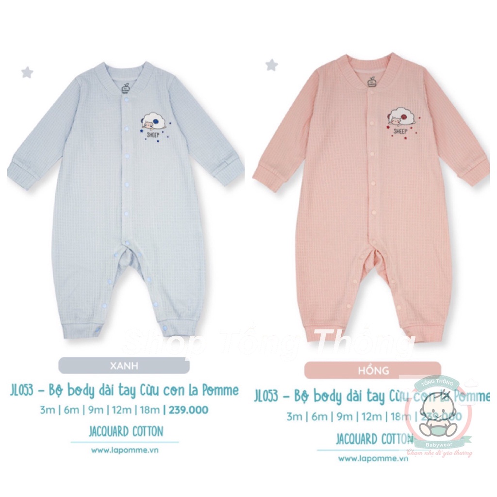 Bộ Body Jumpsuit dài tay Cừu con La Pomme Cotton cao cấp mềm mịn thấm hút tốt cho bé trai bé gái JL053