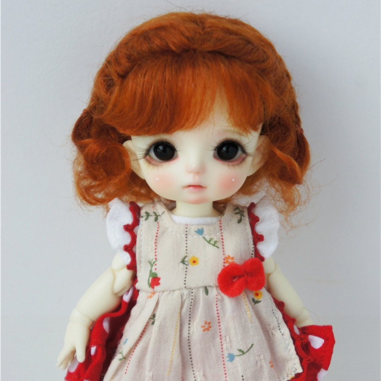 【Tóc giả búp bê】3-9inch  BJD / ob11 gốm SD búp bê đội tóc giả mohair em bé với bím tóc dễ thương ở cả hai bên (JD249)