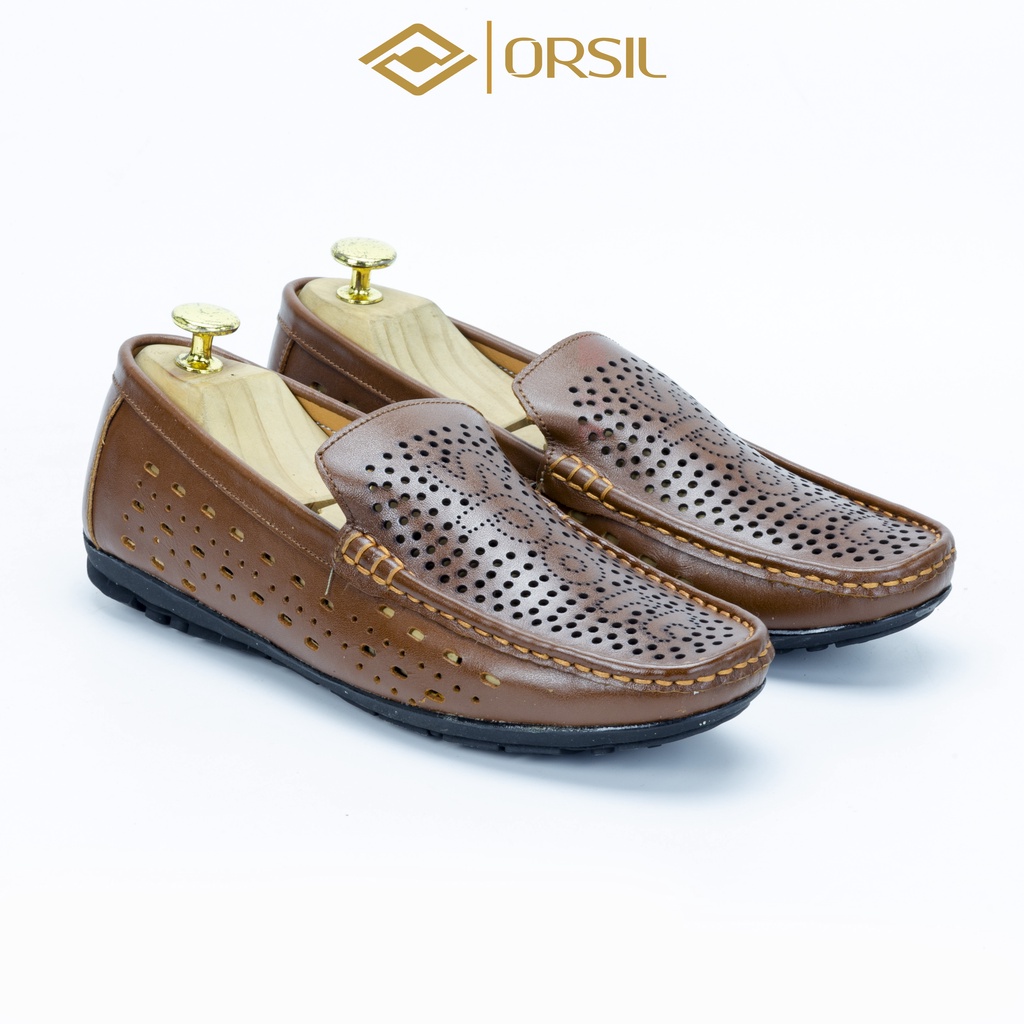 Giày lười da đục lỗ CNC thoáng khí khử mùi ORSIL mã DL01