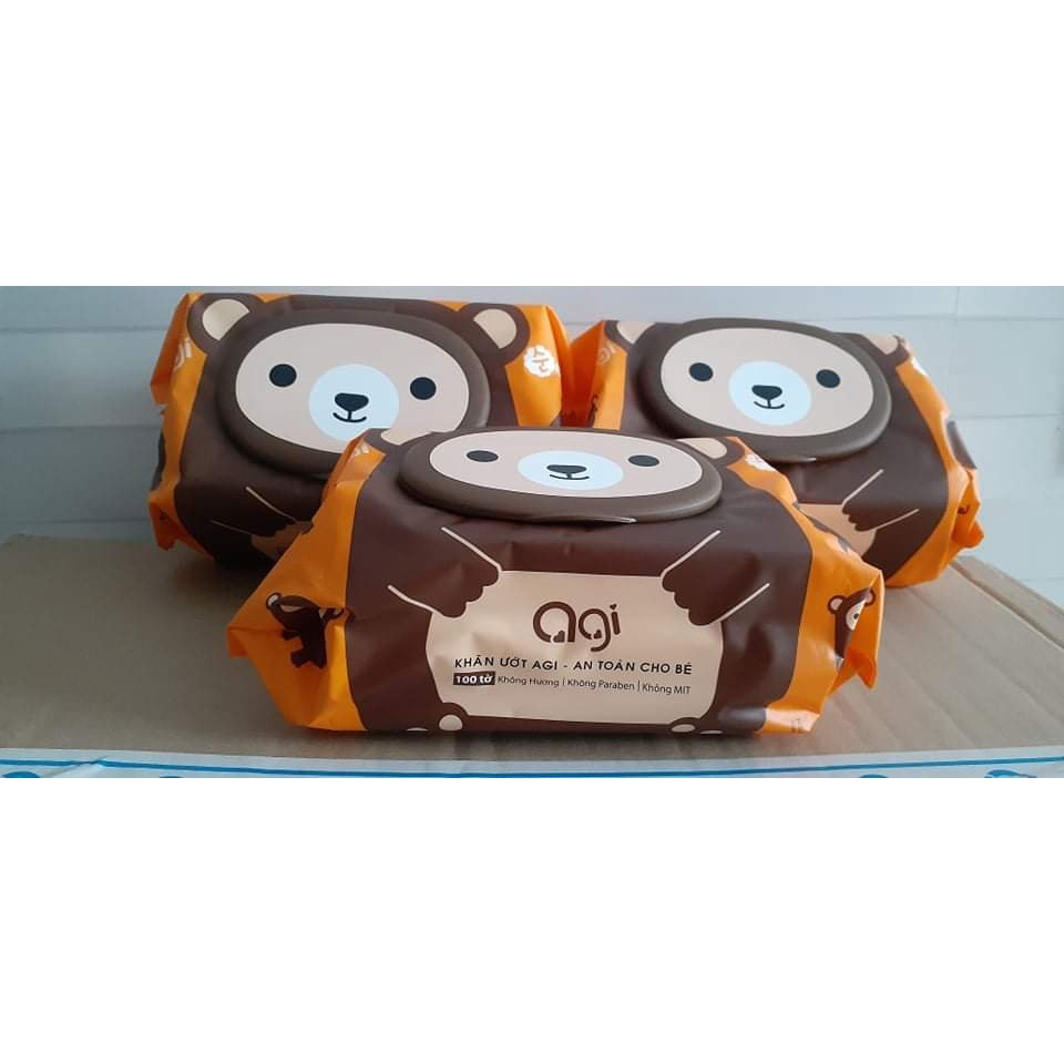 Khăn ướt AGI loại 100 tờ không mùi mẫu mới