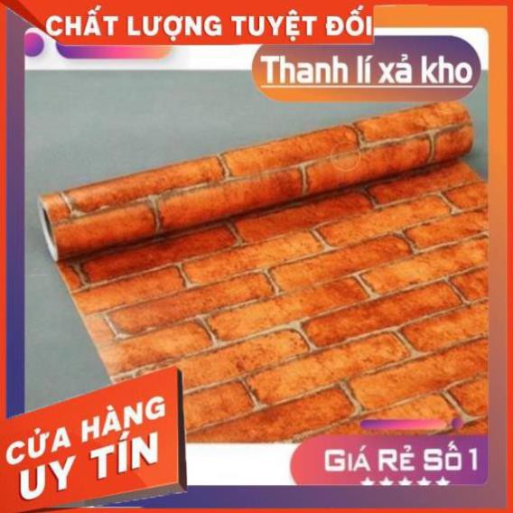 [ RẺ VÔ ĐỊCH ] GIẤY DÁN TƯỜNG GIẢ GẠCH MÀU ĐỎ ĐẤT  KHỔ 1m2 CHỐNG ẨM MỐC DECAL DÁN TƯỜNG BỀN ĐẸP