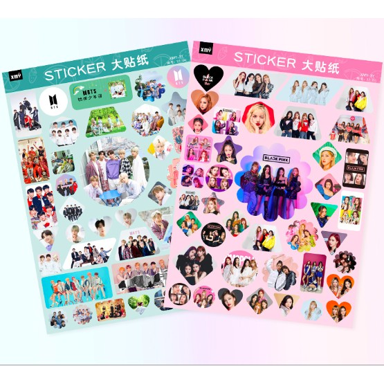 Sticker Bangtan Black Pink Exo Got7 Twice khổ A4