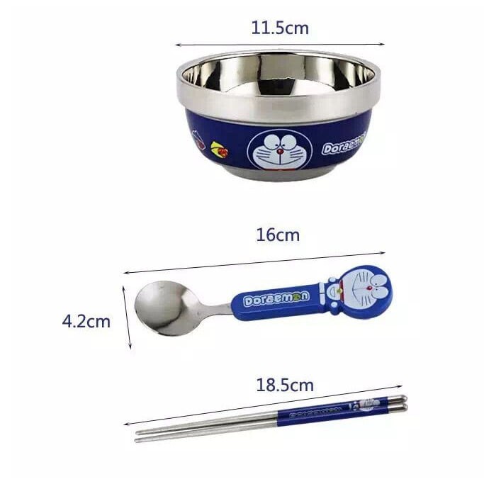 Bộ chén muỗng nĩa doremon - kitty cho bé