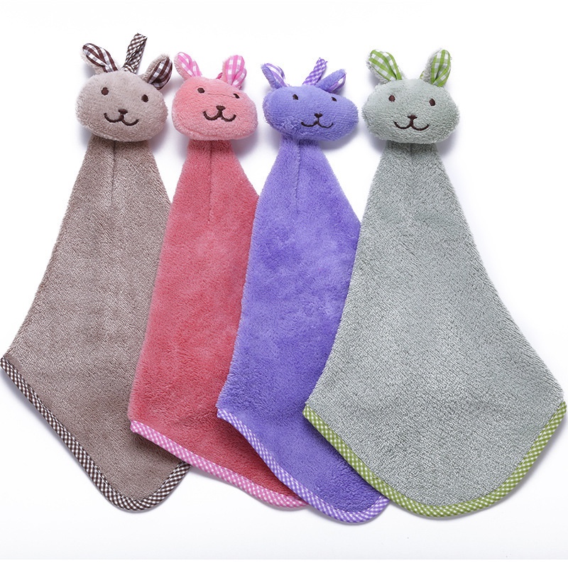 Khăn Lau Tay Hai Mặt Dày Dặn Thấm Hút Nước Họa Tiết Hoạt Hình Dễ Thương