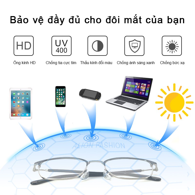 COD】Mắt Kính Mát Đổi Màu Được Lucky Chống Ánh Sáng Xanh Và Bức Xạ, Kính Râm kim loại thời trang Cho Nam Nữ