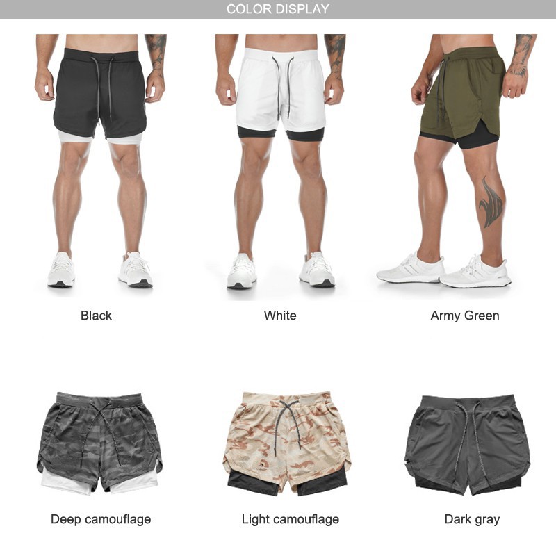 Quần short thể thao 2 trong 1 thiết kế 2 lớp thoáng khí nhanh khô dành cho nam