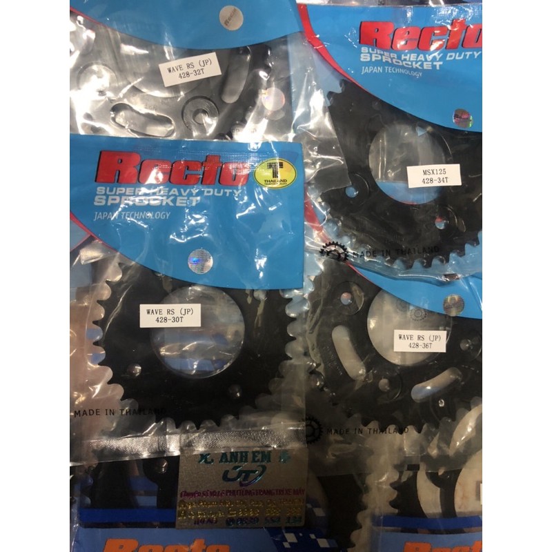 Nhông Sên Dĩa RECTO Wave RS/@/W125/W125i/Ws110/MSX 14 + 36 + 124L 9Ly Chính Hãng&gt;&gt;&gt;&gt;