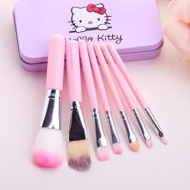 Bộ Cọ Trang Điểm 7 Cây Mèo KITTY Kèm Hộp Cao Cấp, Bộ Cọ Make Up 7 Cây Chuyên Nghiệp Mèo KITTY