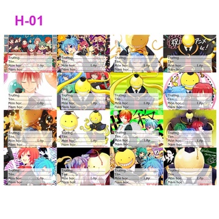 Nhãn vở anime assassination classroom - 1 set 16 nhãn vở