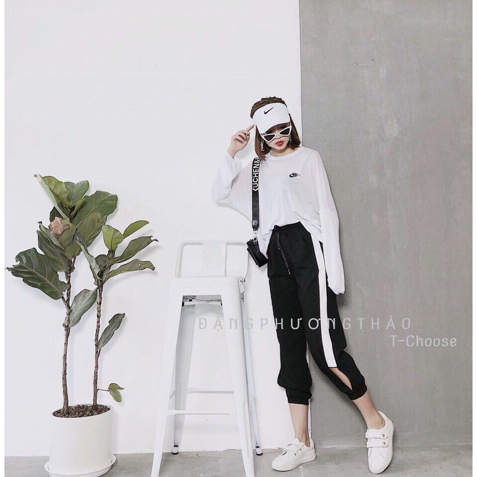Quần Tregging QC sọc hông Rách bo chân