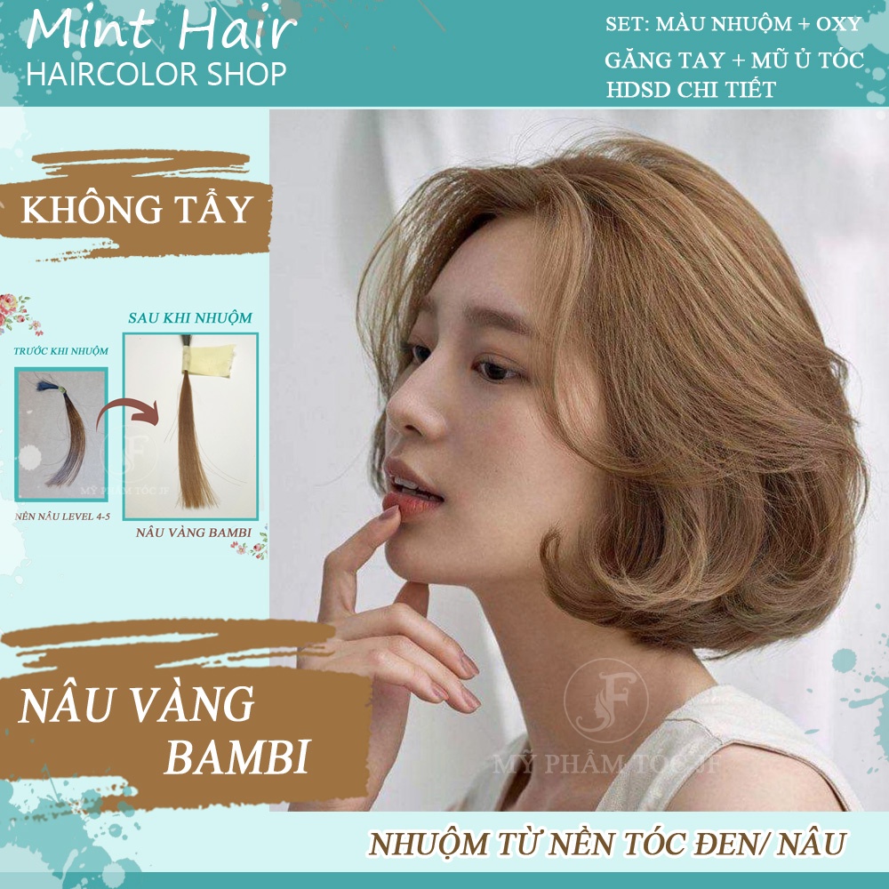 Thuốc Nhuộm Tóc Màu Nâu Vàng Bambi -lên từ nền nâu