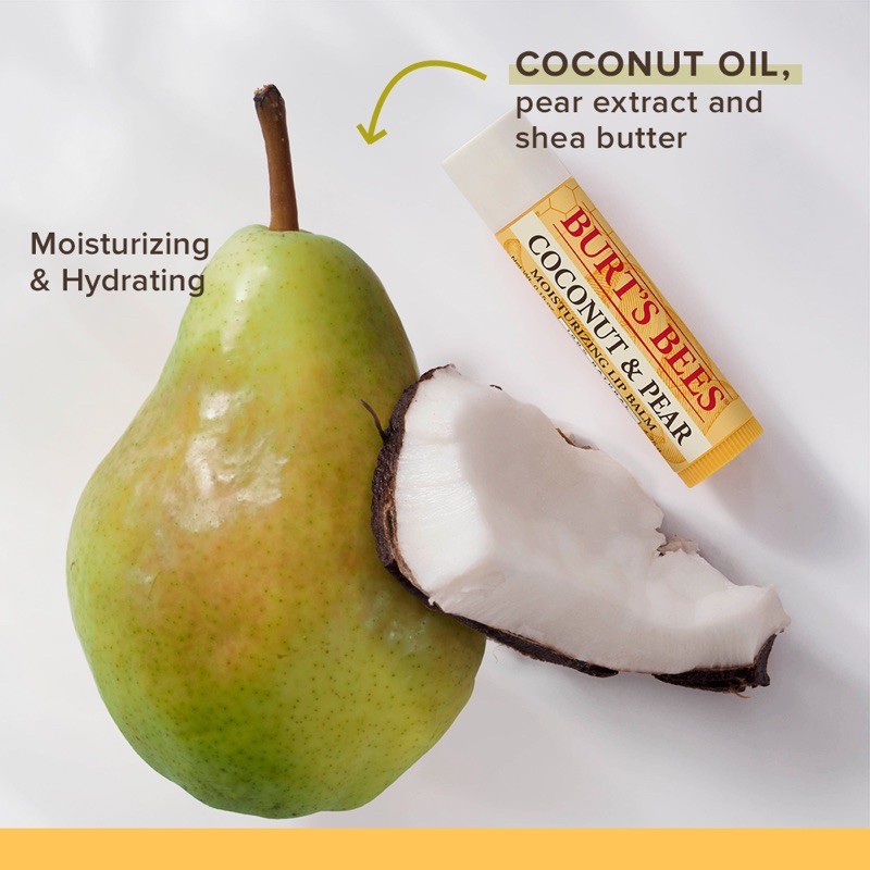 🥥Set 2 son dưỡng không màu BURT’S BEES 100% thiên nhiên mùi Coconut & Pear - Mango🥭