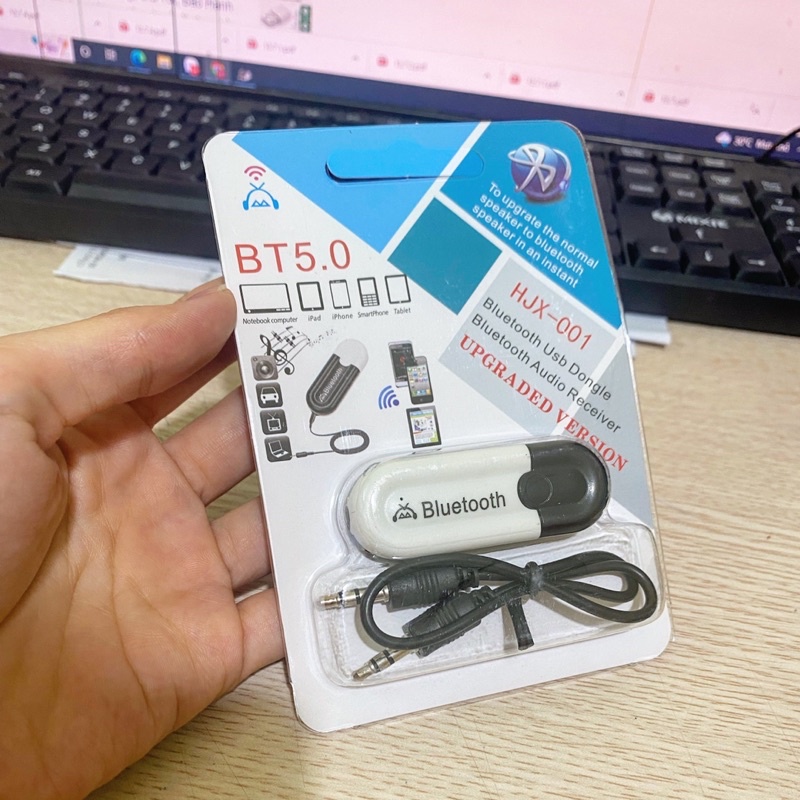 USB Bluetooth 5.0 DONGLE HJX 001. Hàng loại 1 không nhiễu.USB Bluetooth 5.0 Chuyển Loa Thường Thành Loa Bluetooth