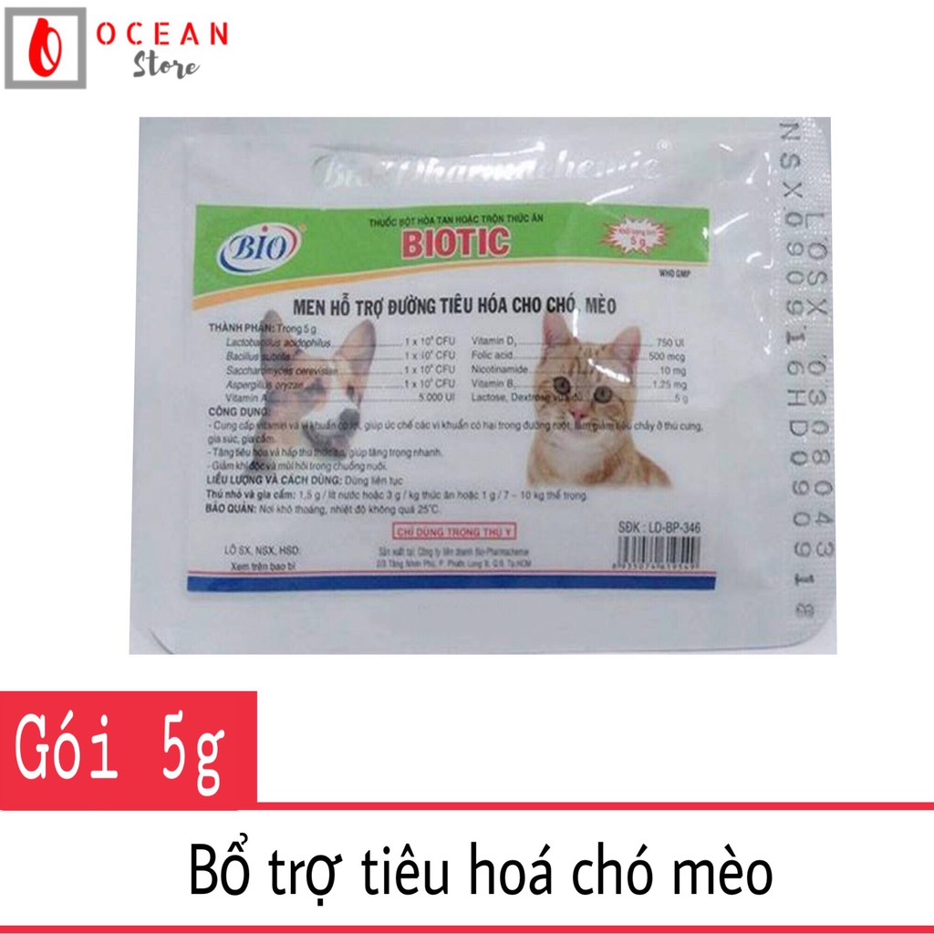 Thuốc hỗ trợ tiêu hóa cho chó mèo Biotic (gói 5g)