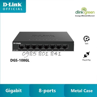 Switch d-link 8 port gigabit 10/100/1000mbps dgs-108gl vỏ sắt. hàng chính hãng