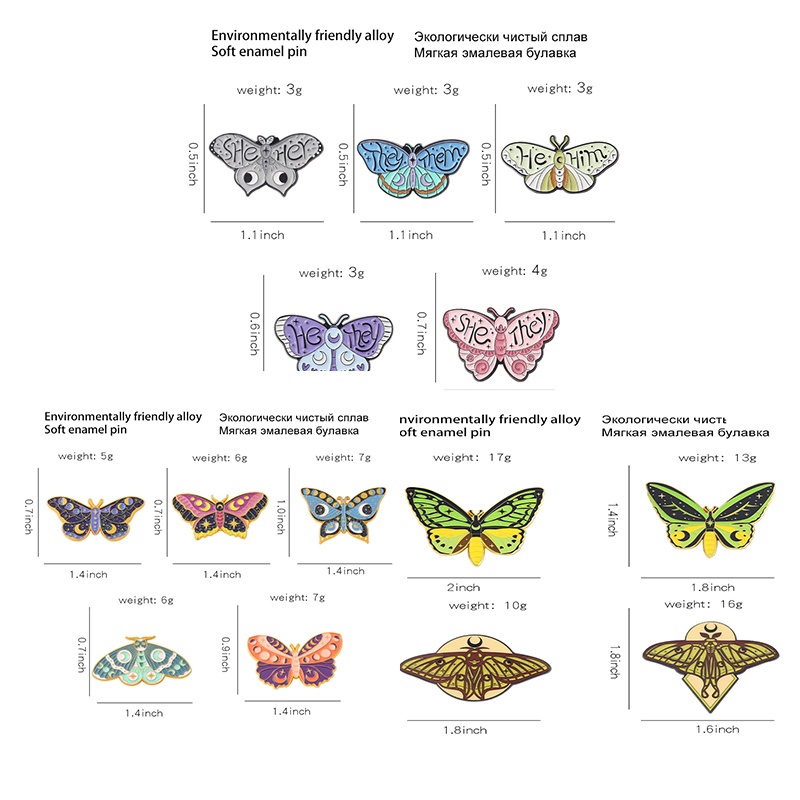 Trâm Cài Áo Kim Loại Tráng Men Hình Bướm Nhiều Màu Cá Tính