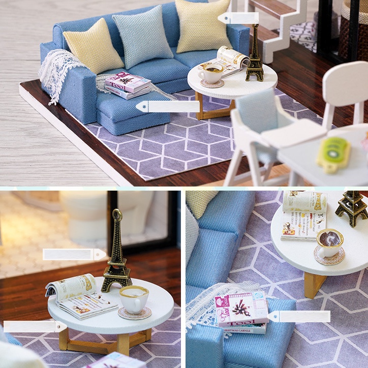Bộ đồ chơi lắp ráp mô hình nhà búp bê DIY Doll House Miniature - BLUE TIME L-023-B