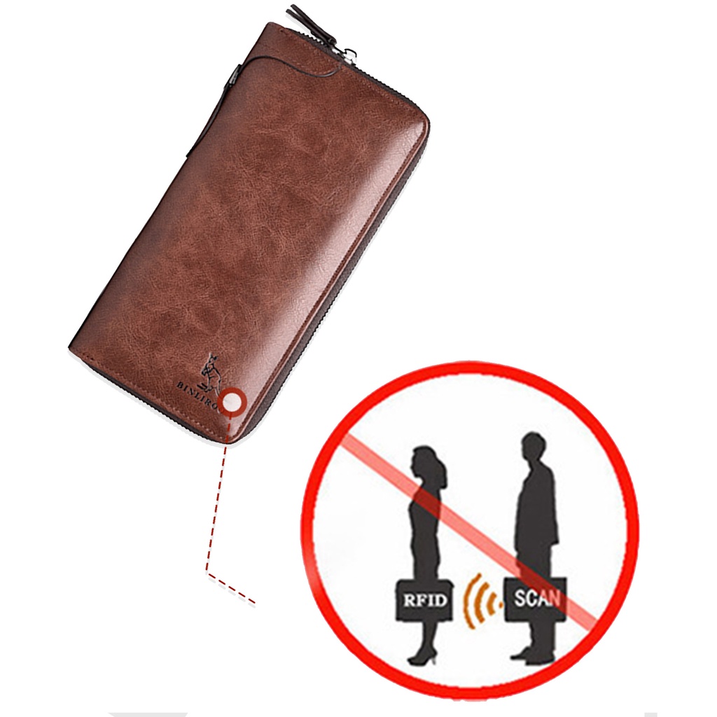 Ví Da PU Dáng Dài Chống Thấm Nước Chống Mòn Thời Trang Cho Nam