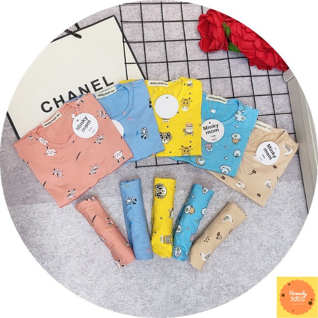 Bộ Cộc Tay Cho Bé In Hình Thun Lạnh Minky Mom Bé Trai Và Bé Gái Quần Áo Trẻ Em Từ 6kg đến 16kg [Hàng Loại 1]