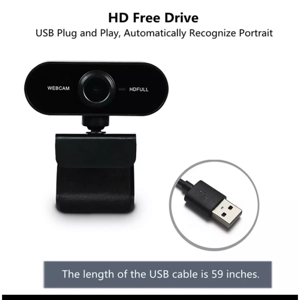 Webcam Full HD 1080P cổng USB Có Micrô  dùng học online hội nghị