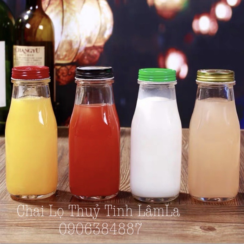 Hàng Mới Về | Chai Thuỷ Tinh Đựng Sữa 300ml Nắp Nhôm | Chỉ Còn Nắp Nhôm Vàng