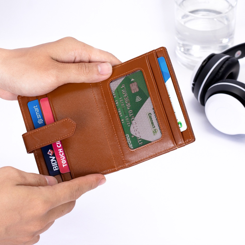 Ví đựng card da bò thật, chất liệu da trơn Nappa, thương hiệu Blanda 8VNBM06