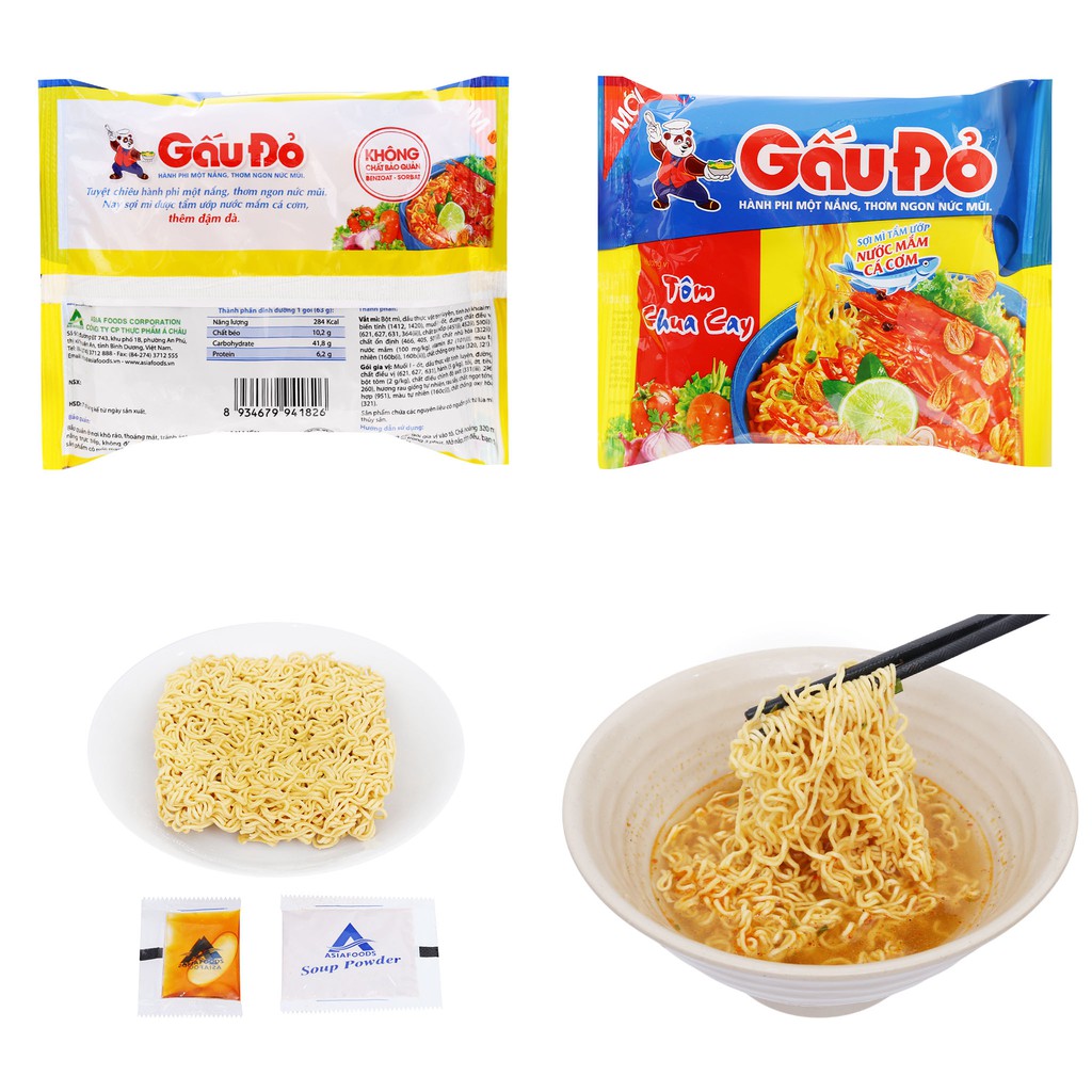 THÙNG MÌ ĂN LIỀN GẤU ĐỎ ĐỦ VỊ 30 GÓI x 63G | BigBuy360 - bigbuy360.vn