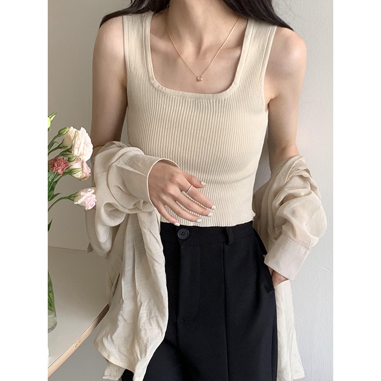 Áo Len Không Tay Dáng Ôm Lưng Cao Thiết Kế Mới Thời Trang Theo Phong Cách Hàn Quốc