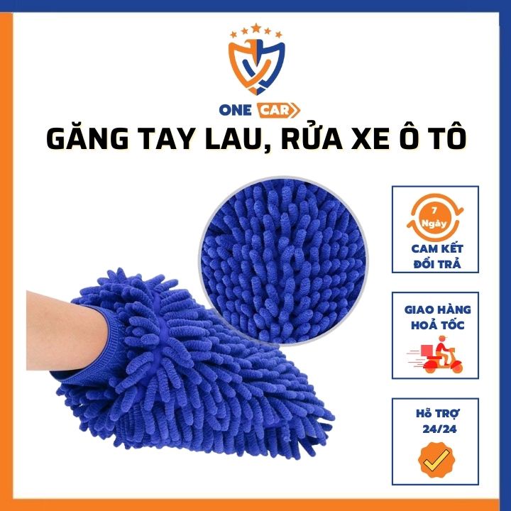 Găng tay lau rửa xe ô tô loại 2 mặt, bao tay rửa xe máy, xe hơi, lau dọn nội thất  sợi microfiber siêu thấm - Onecar