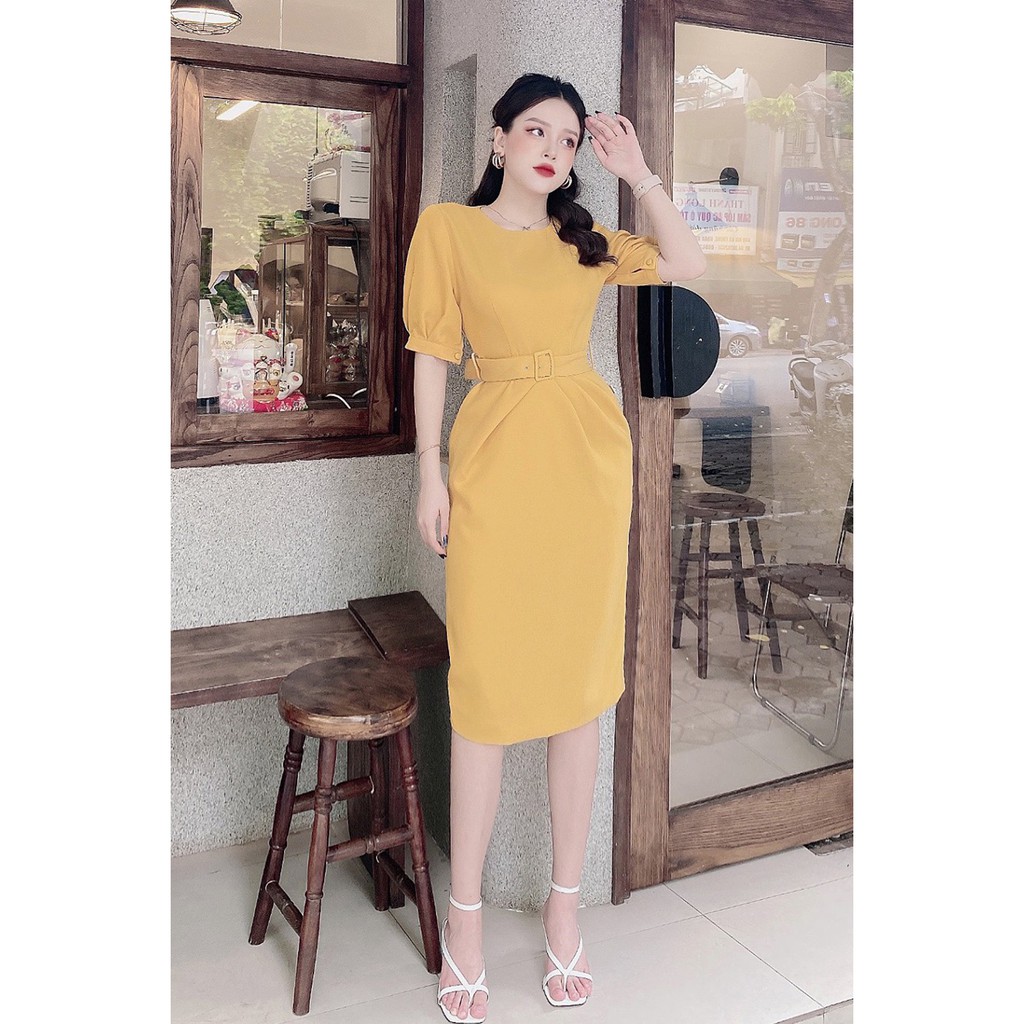 Đầm ôm tay lửng xếp eo - 20Again DOA0728 | BigBuy360 - bigbuy360.vn