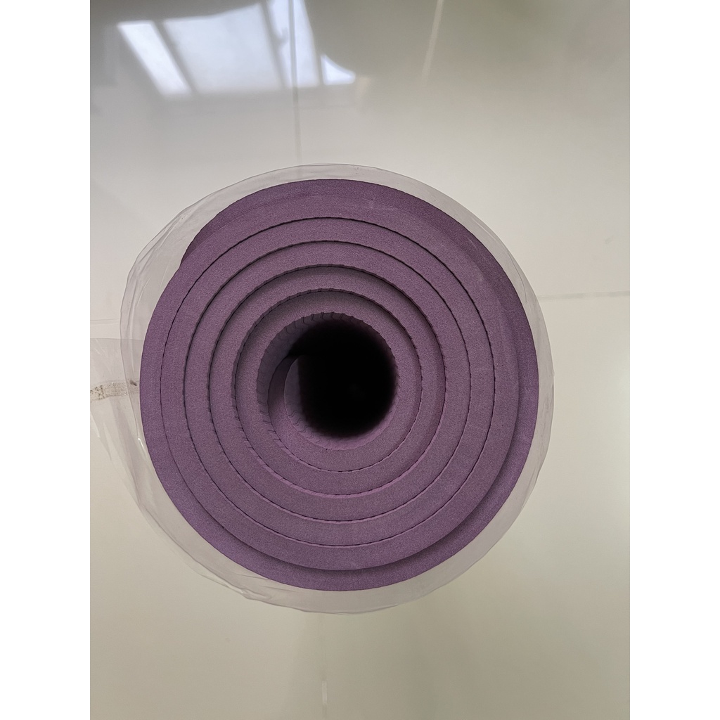 Thảm tập yoga, tập gym tại nhà  8mm TPE 2 lớp định tuyến kẻ vàng T2L chống trơn trượt shop TIDATA giảm 10%