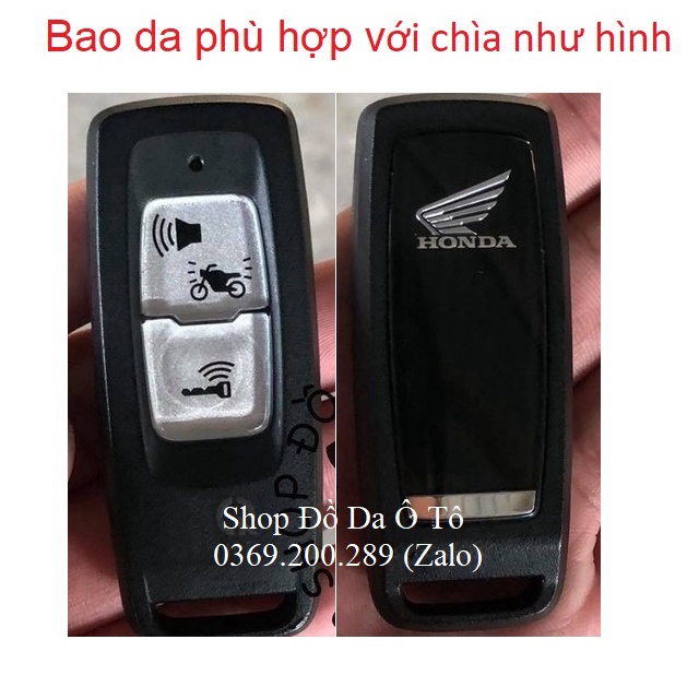 [UY TÍN] Bao Da Chìa Khóa smart key Honda SH 2021, SH 2022, SH 350i (loại 2 nút bấm) bằng da bò thật, bảo hành 12 tháng
