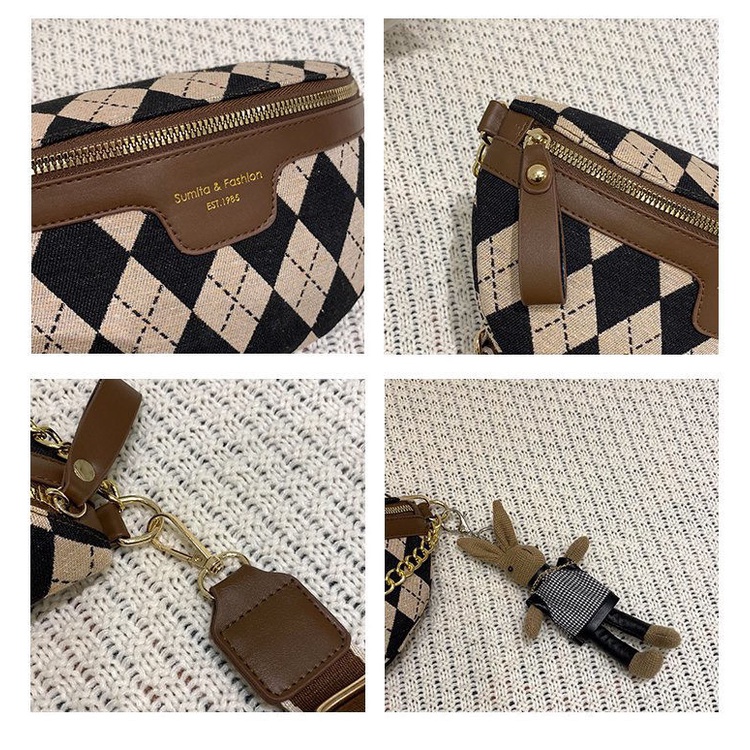 Túi Thể Thao Đeo Chéo Ngực / Hông Họa Tiết Hình Thoi Đơn Giản Thời Trang Cho Nữ