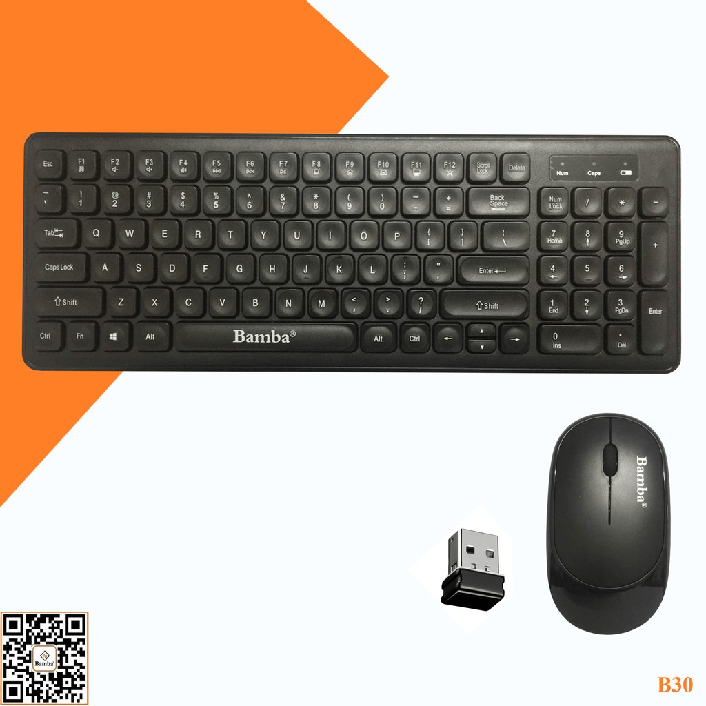 Bộ Phím Chuột Không Dây Mini Bamba B30 - KEYBOARD + MOUSE KHÔNG DÂY MINI BAMBA B30 kèm pin