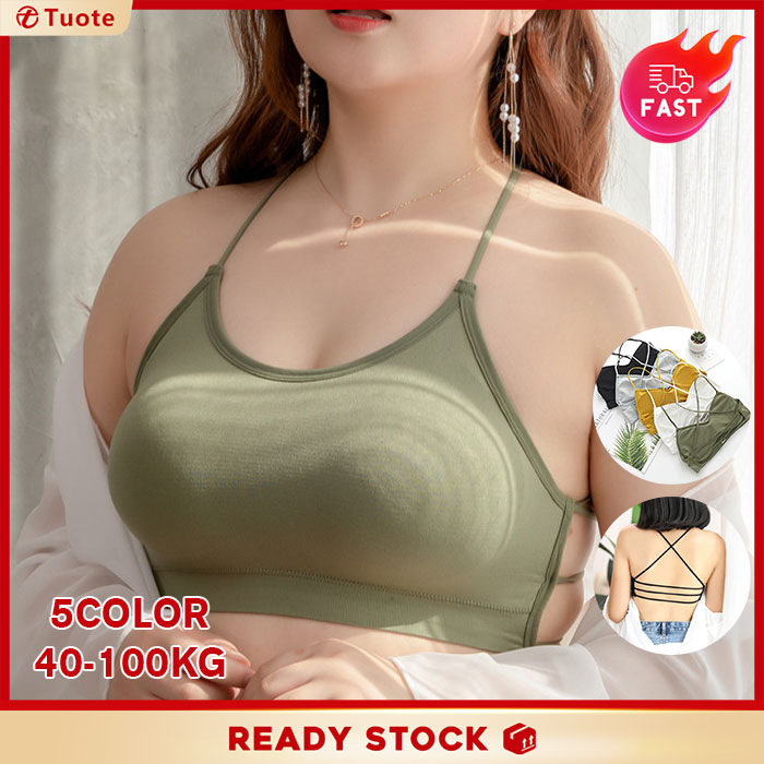 40~100Kg Tuote Women's Bra Beauty Back Straps Gathered Cross Back Lingerie Sexy Plus Size Tube Top Anti-Glare Underwear